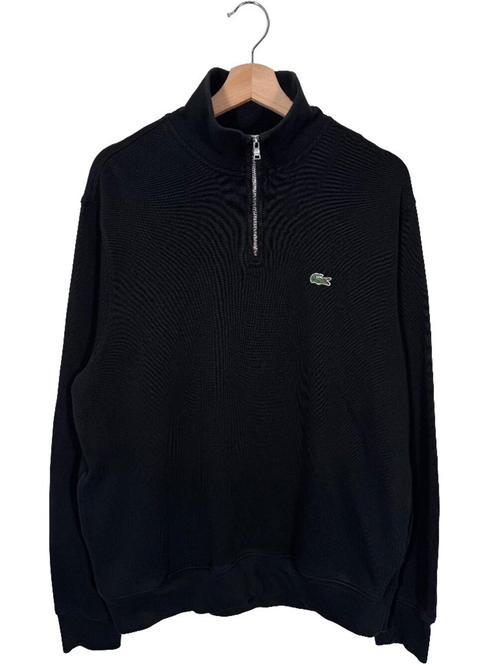 Lacoste Small Logo Heavyweight Knit Quarter Zip Black men's size XL / FR 6